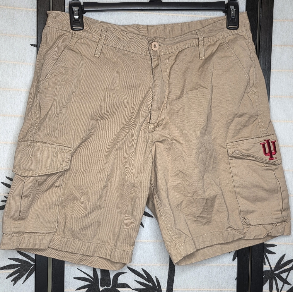 J. America Men's Tan Cargo Shorts with Red Logo
